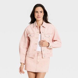 Women's Stripe Denim Jacket - Universal Thread Red/White M